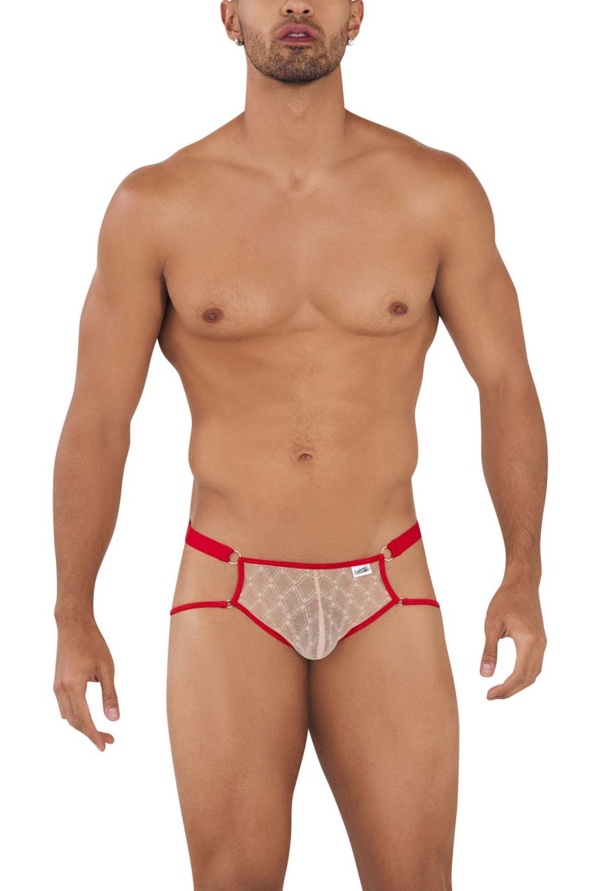 CandyMan 99730 Lace Jockstrap Color Beige-Red - DealByEthan.gay loves CandyMan
