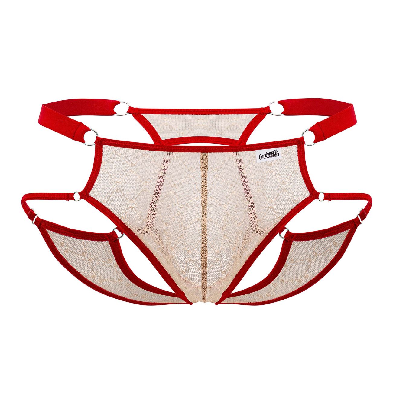 CandyMan 99730 Lace Jockstrap Color Beige-Red - DealByEthan.gay loves CandyMan