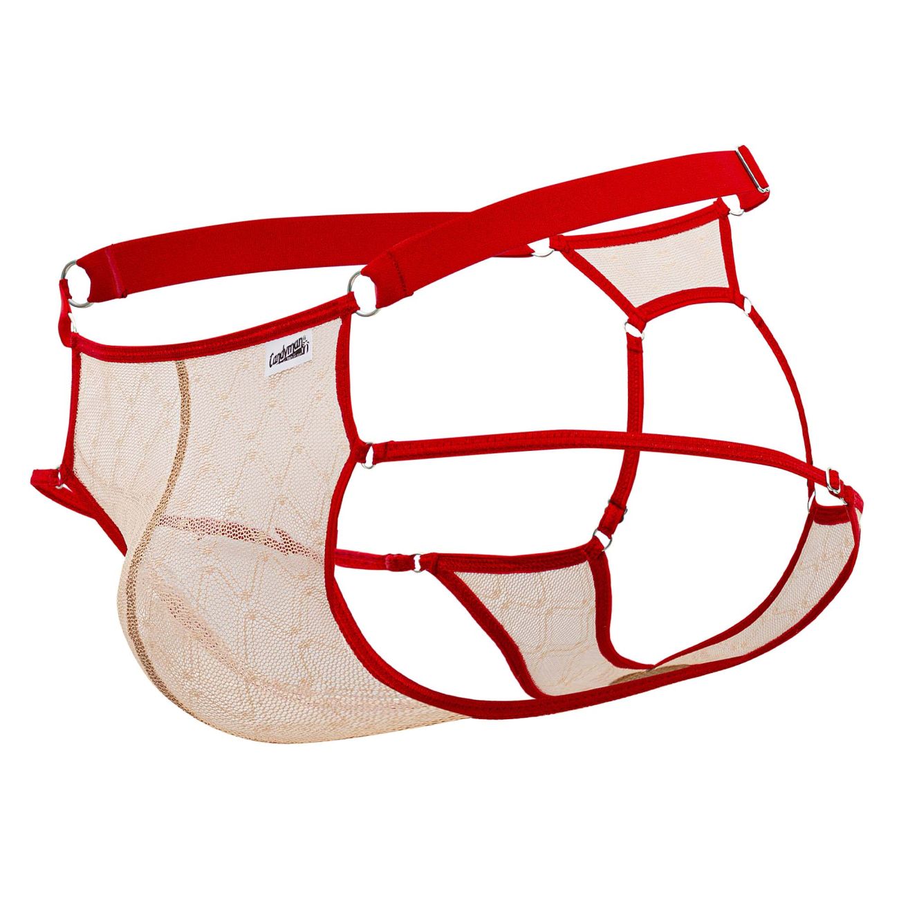 CandyMan 99730 Lace Jockstrap Color Beige-Red - DealByEthan.gay loves CandyMan