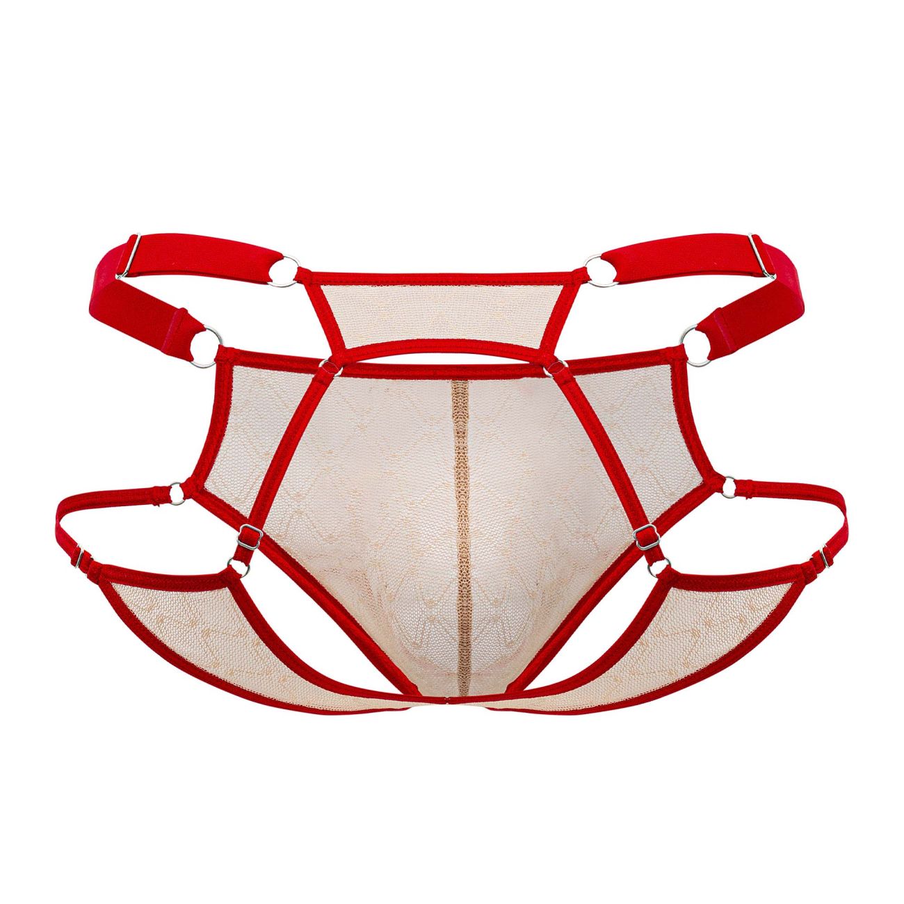 CandyMan 99730 Lace Jockstrap Color Beige-Red - DealByEthan.gay loves CandyMan