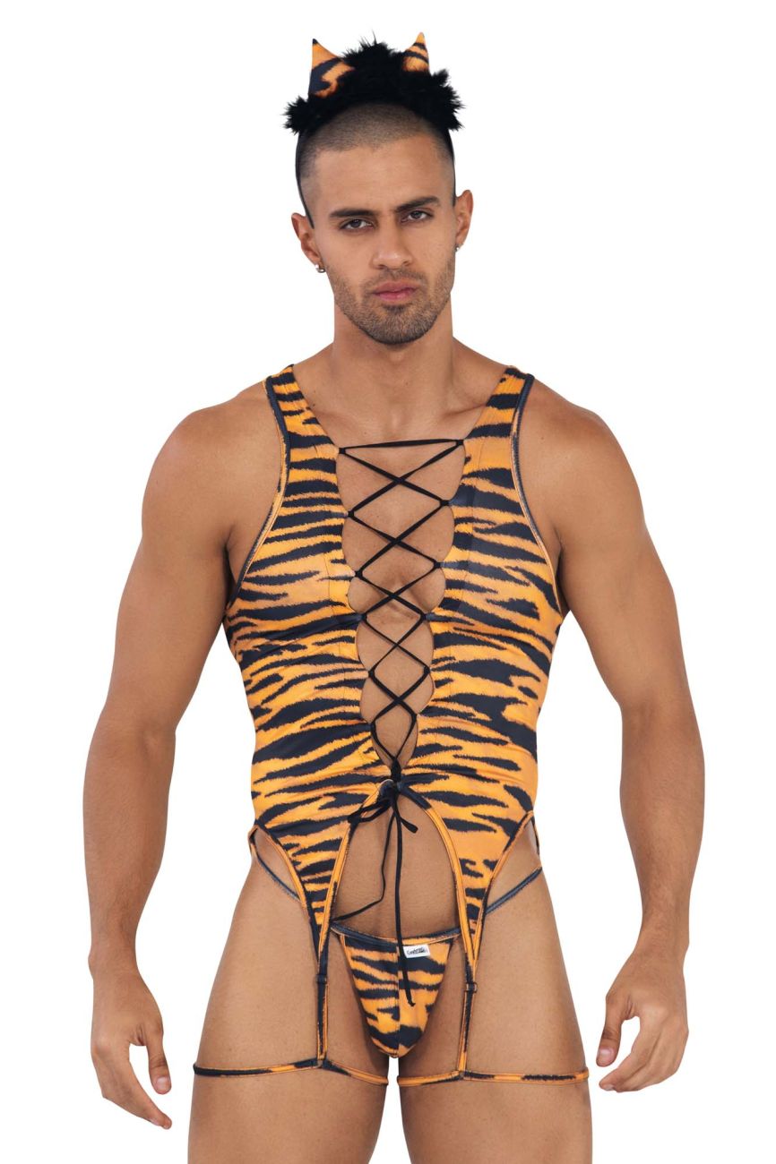 CandyMan 99734 Safari Bodysuit Color Tiger Print - DealByEthan.gay loves CandyMan
