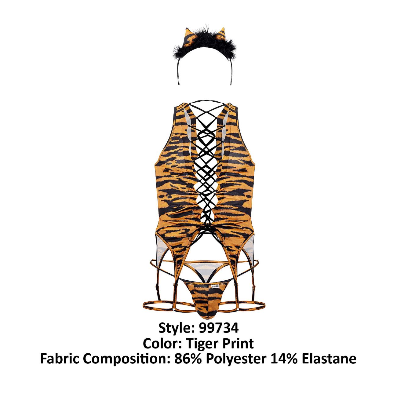 CandyMan 99734 Safari Bodysuit Color Tiger Print - DealByEthan.gay loves CandyMan