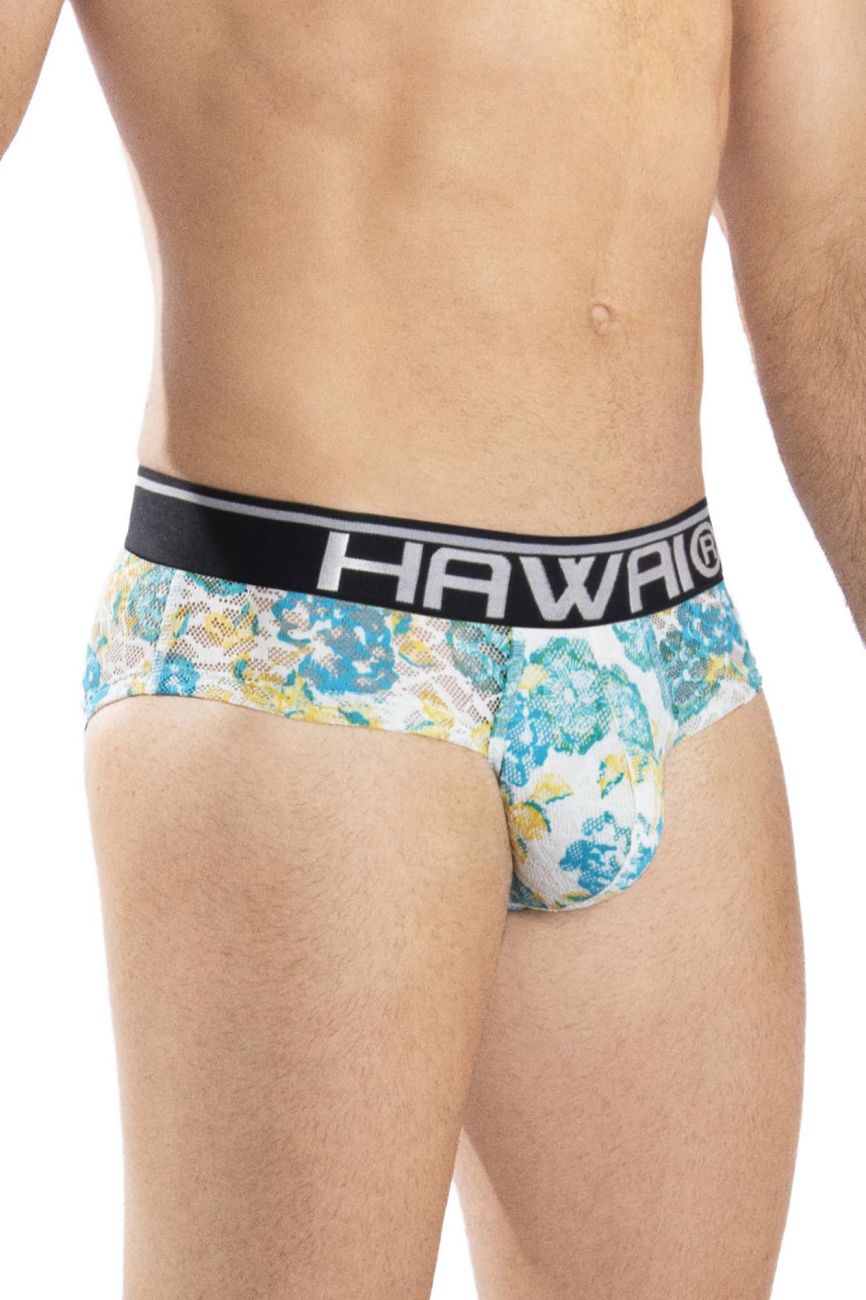 HAWAI 42050 Flowers Hip Briefs Color Turquoise - DealByEthan.gay loves HAWAI