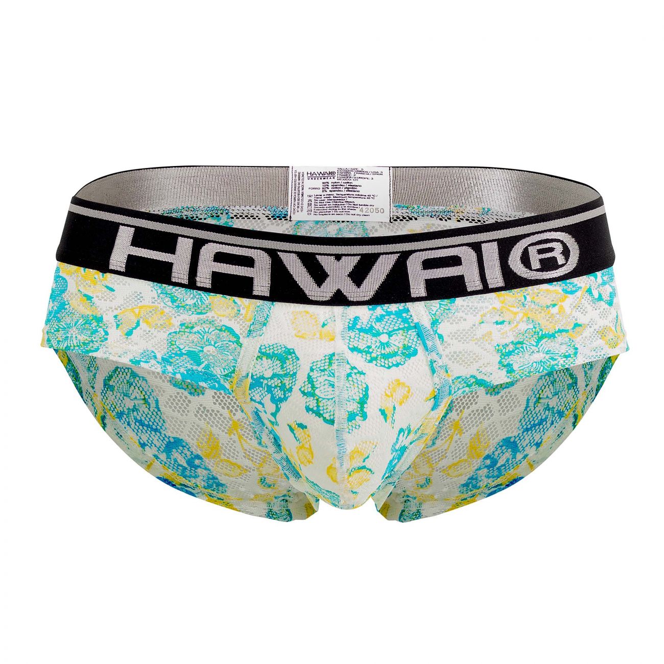 HAWAI 42050 Flowers Hip Briefs Color Turquoise - DealByEthan.gay loves HAWAI