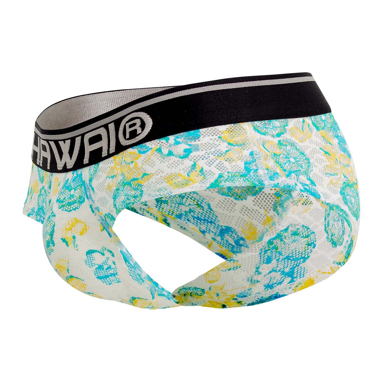 HAWAI 42050 Flowers Hip Briefs Color Turquoise - DealByEthan.gay loves HAWAI