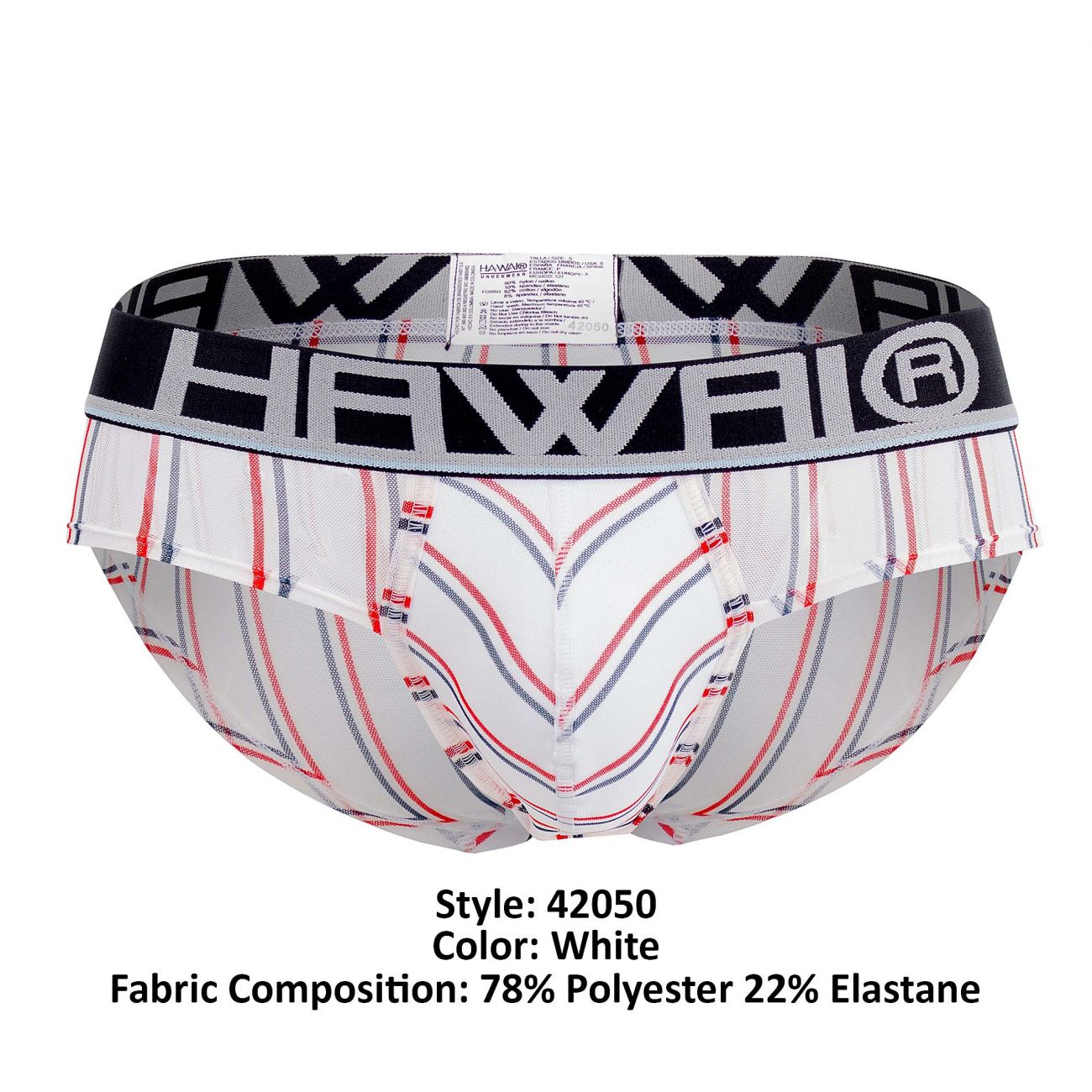 HAWAI 42050 Lines Hip Briefs Color White - DealByEthan.gay loves HAWAI