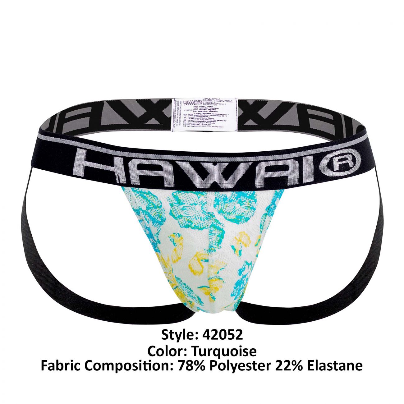 HAWAI 42052 Flowers Athletic Jockstrap Color Turquoise - DealByEthan.gay loves HAWAI