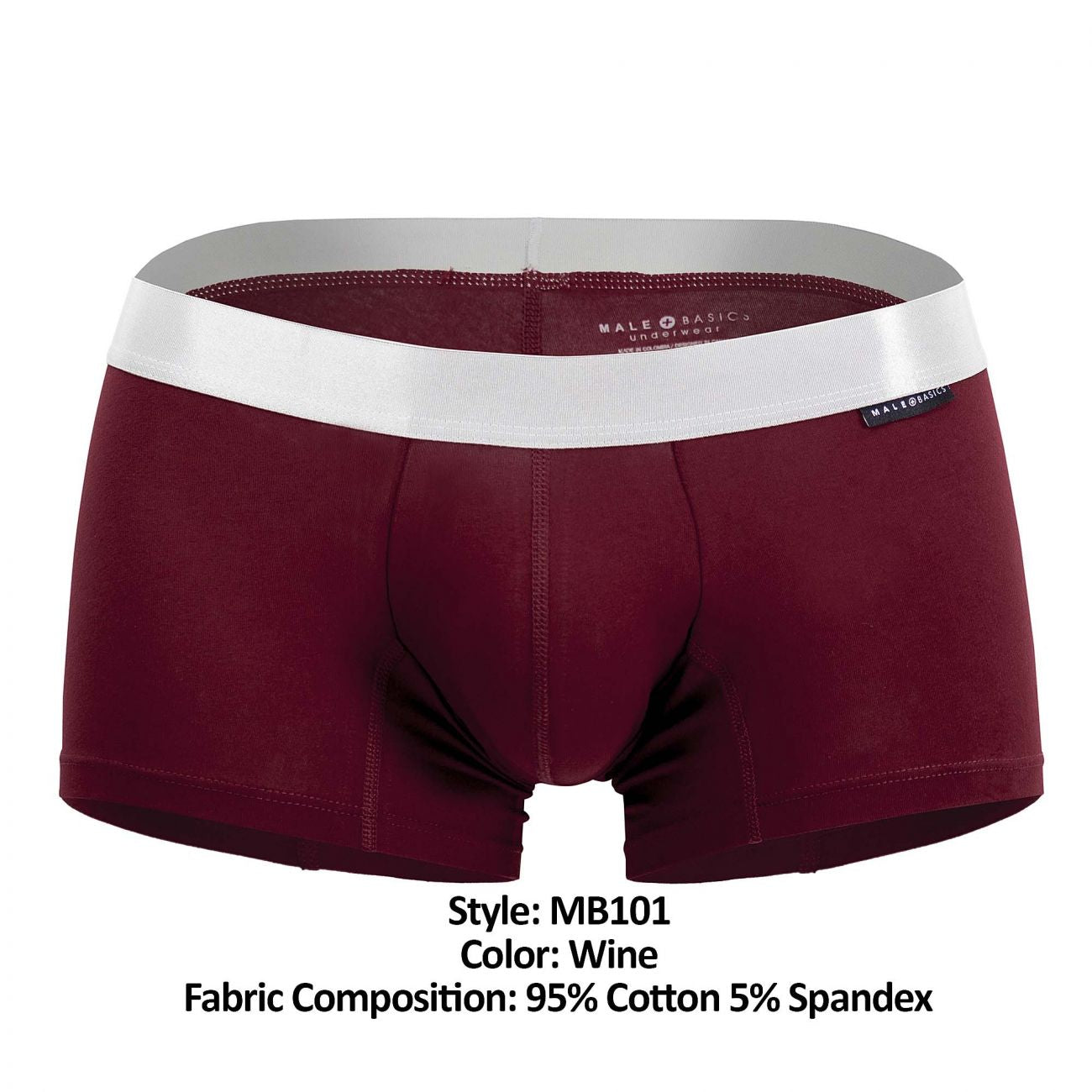 MaleBasics MB101 Classic Pima Trunks Color Wine - DealByEthan.gay loves MaleBasics