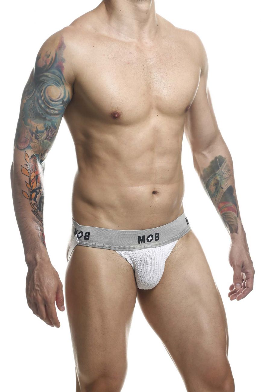MaleBasics MBL107 MOB Classic Fetish Jock 3 Inches Jockstrap Color White - DealByEthan.gay loves MaleBasics