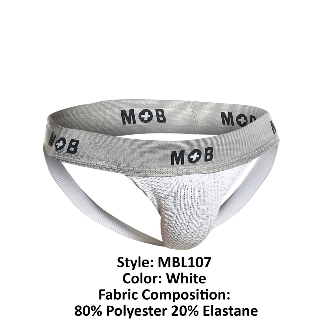 MaleBasics MBL107 MOB Classic Fetish Jock 3 Inches Jockstrap Color White - DealByEthan.gay loves MaleBasics