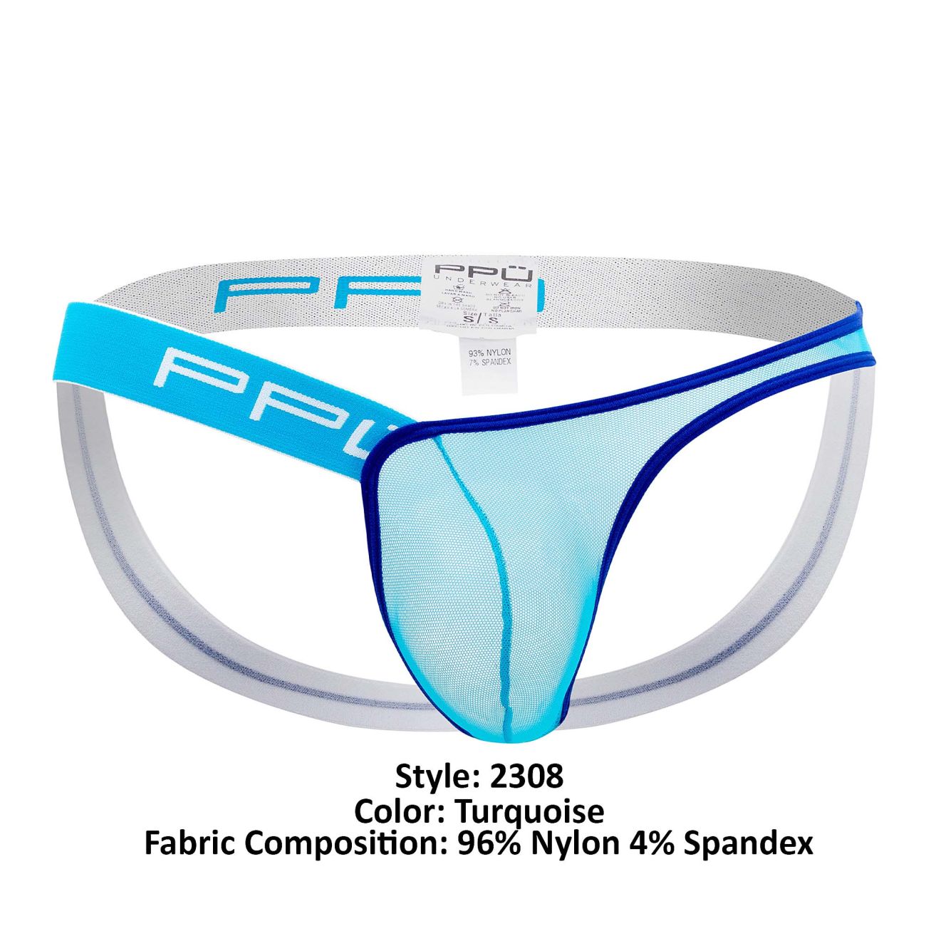 PPU 2308 One Side Mesh Jockstrap Color Turquoise - DealByEthan.gay loves PPU