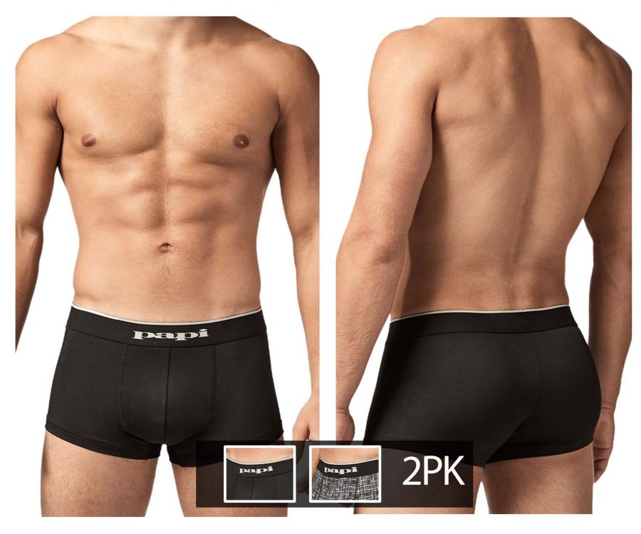 Papi UMPA048 2PK Microflex Brazilian Trunks Color Gray-Texture - DealByEthan.gay loves Papi