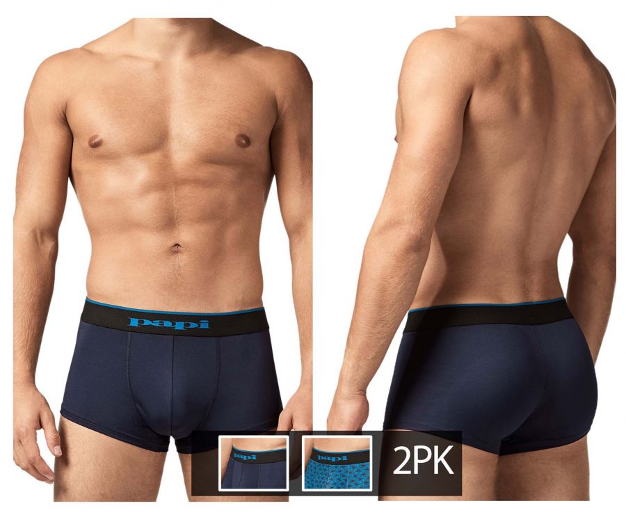 Papi UMPA048 2PK Microflex Brazilian Trunks Color Teal-Graphic - DealByEthan.gay loves Papi