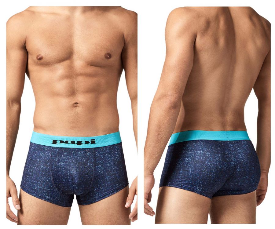 Papi UMPA050 Fashion Microflex Brazilian Trunks Color Blue Pixel Print - DealByEthan.gay loves Papi