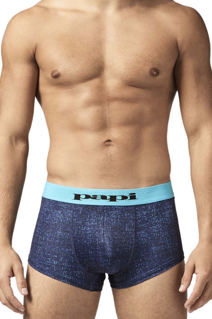 Papi UMPA050 Fashion Microflex Brazilian Trunks Color Blue Pixel Print - DealByEthan.gay loves Papi