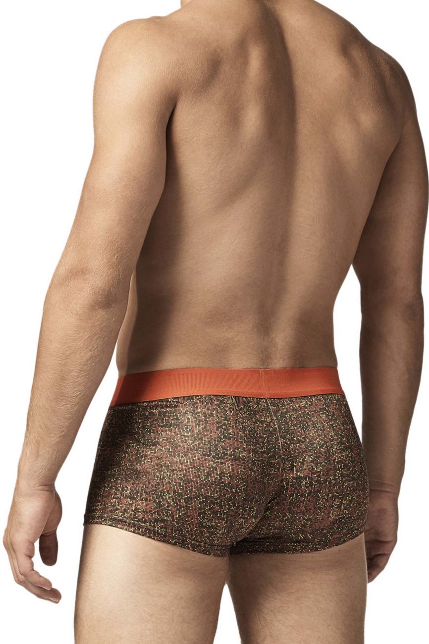 Papi UMPA050 Fashion Microflex Brazilian Trunks Color Orange Pixel Print - DealByEthan.gay loves Papi