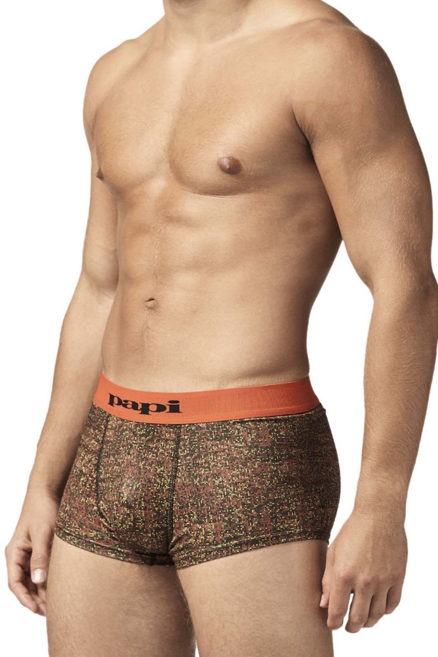 Papi UMPA050 Fashion Microflex Brazilian Trunks Color Orange Pixel Print - DealByEthan.gay loves Papi