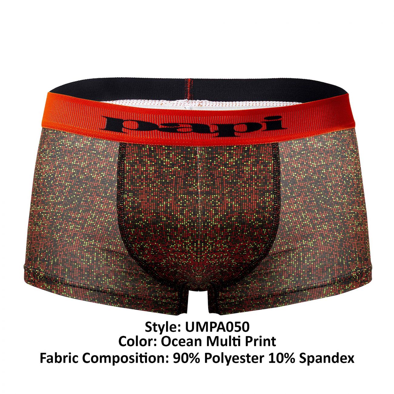 Papi UMPA050 Fashion Microflex Brazilian Trunks Color Orange Pixel Print - DealByEthan.gay loves Papi