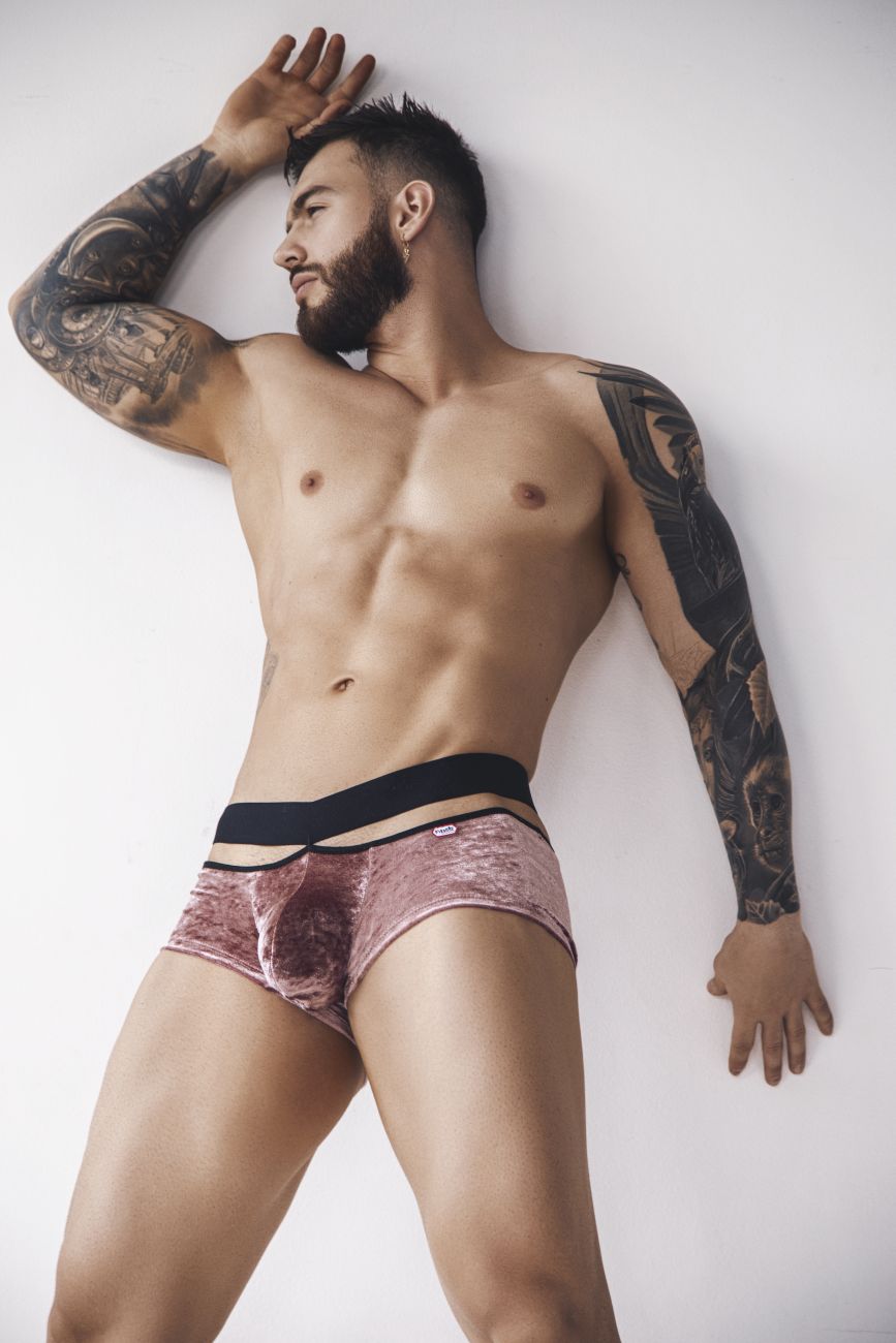 Pikante PIK 1096 Clandestine Velvet Trunks Color Pink - DealByEthan.gay loves Pikante