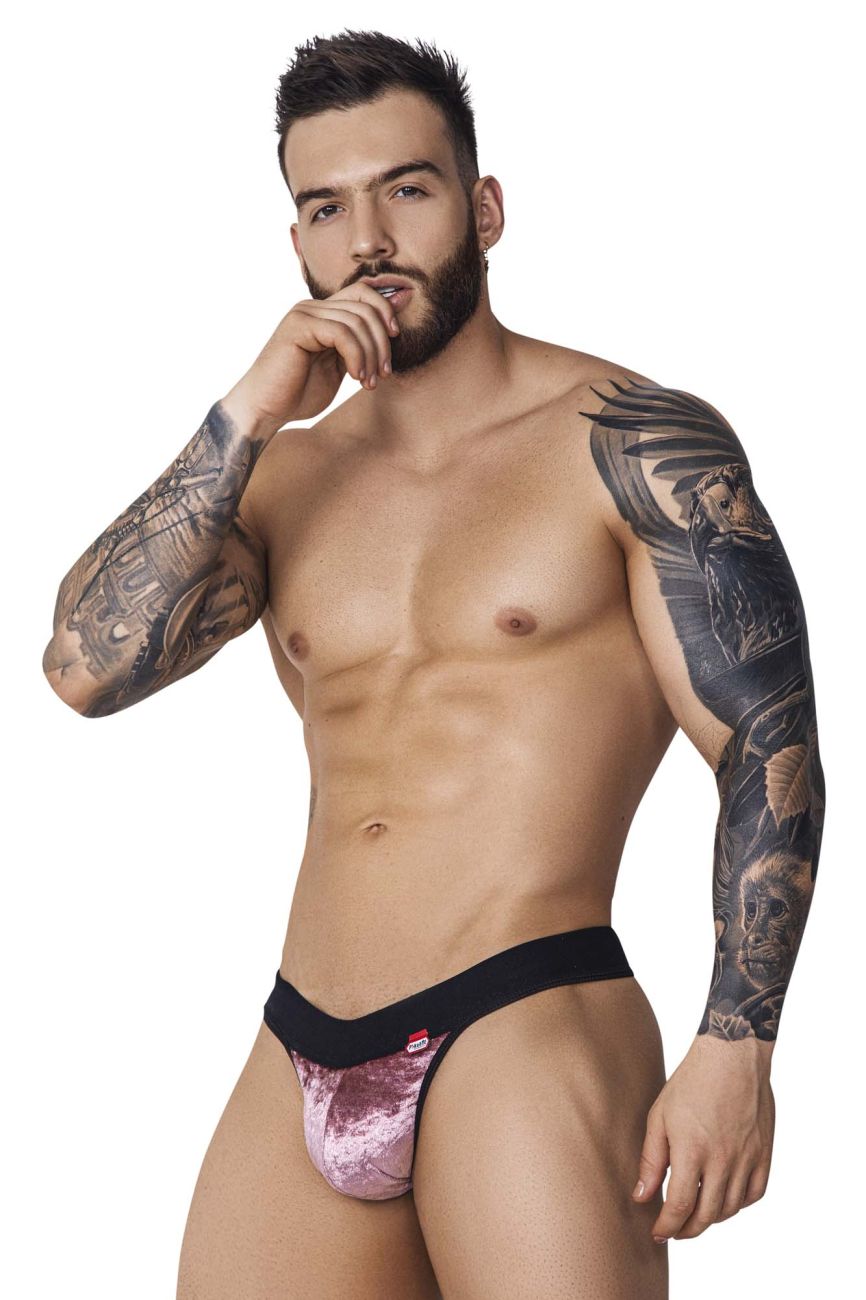 Pikante PIK 1099 Clandestine Velvet Thongs Color Pink - DealByEthan.gay loves Pikante