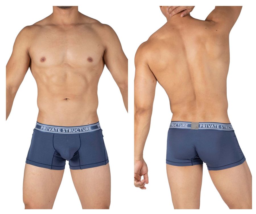 Private Structure PBUT4379 Bamboo Mid Waist Trunks Color Citadel Blue - DealByEthan.gay loves Private Structure