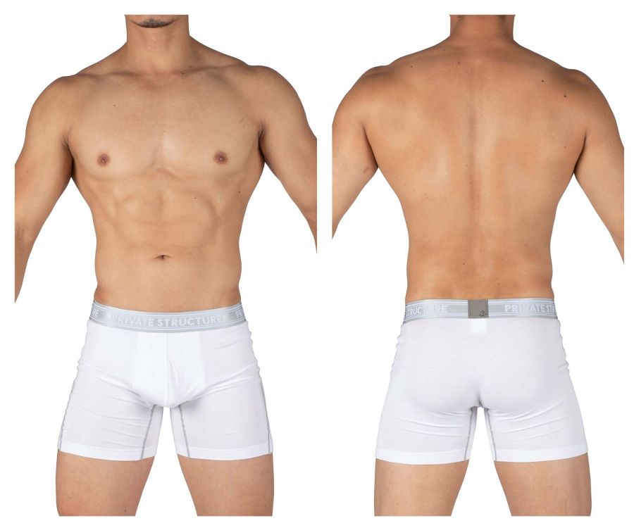 Private Structure PBUT4380 Bamboo Mid Waist Boxer Briefs Color Bright White - DealByEthan.gay loves Private Structure