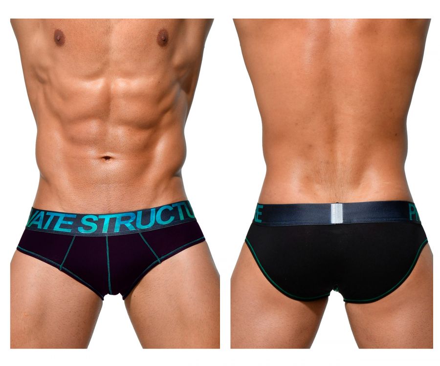 Private Structure PTUZ3791 Platinum Tencel Mini Briefs Color Green-Black - DealByEthan.gay loves Private Structure