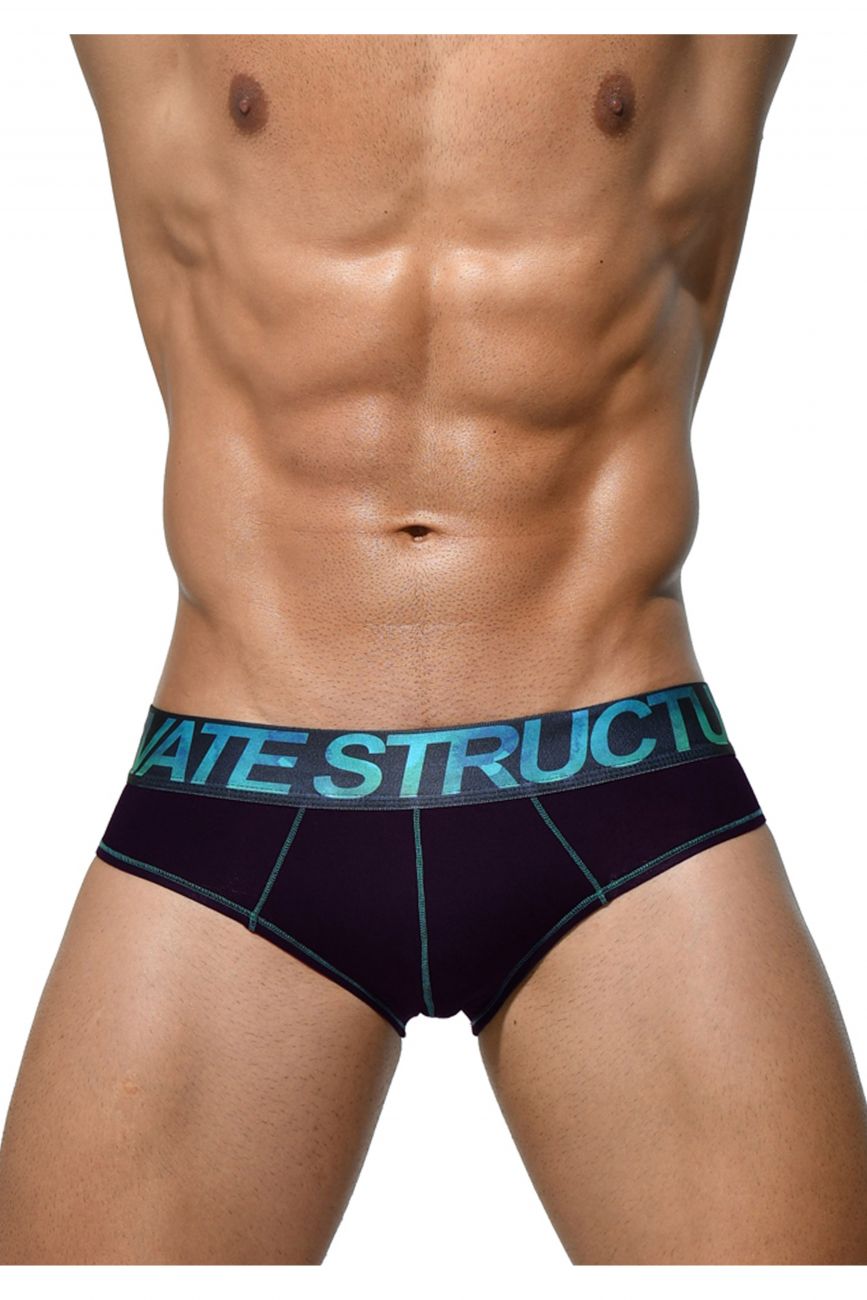 Private Structure PTUZ3791 Platinum Tencel Mini Briefs Color Green-Black - DealByEthan.gay loves Private Structure