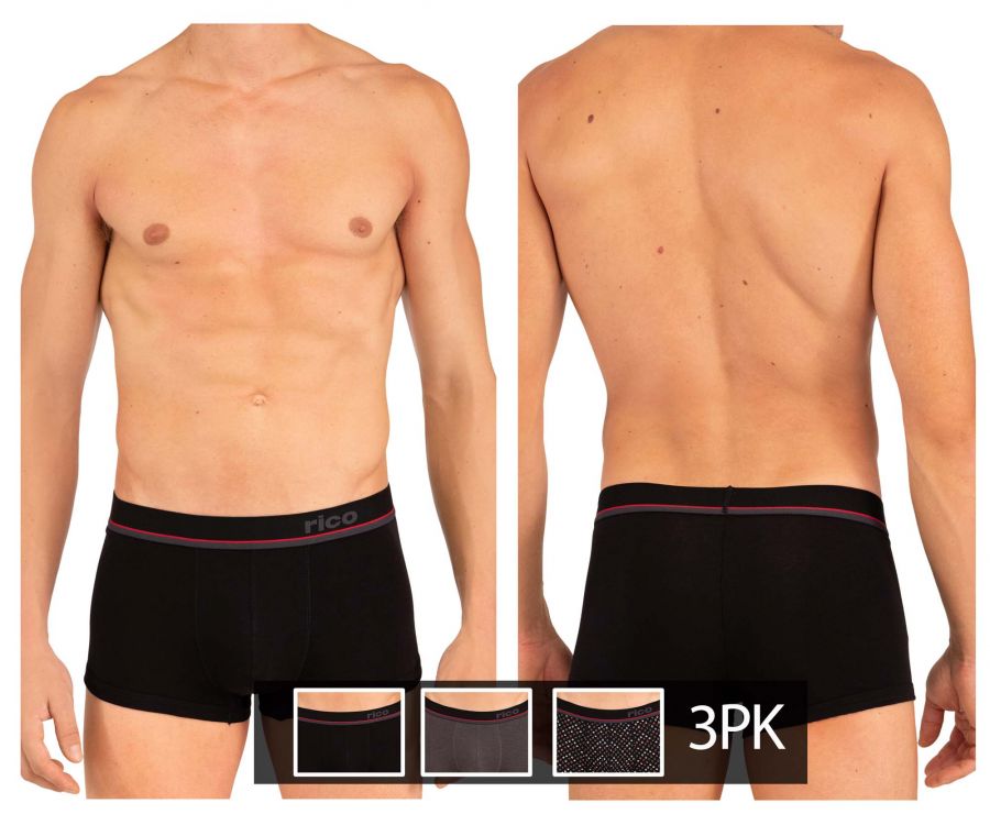 Rico 250108 3PK Brazilian Trunks Color Black-Gray - DealByEthan.gay loves Rico
