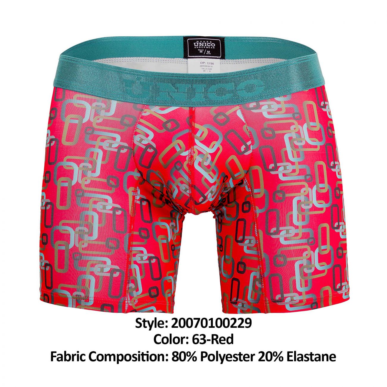 Unico 20070100229 Scheme Boxer Briefs Color 63-Red - DealByEthan.gay loves Unico
