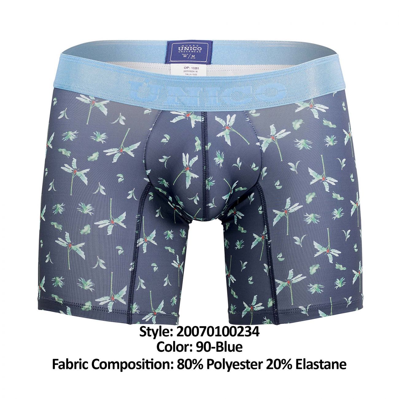 Unico 20070100234 Palm Tree Boxer Briefs Color 90-Blue - DealByEthan.gay loves Unico