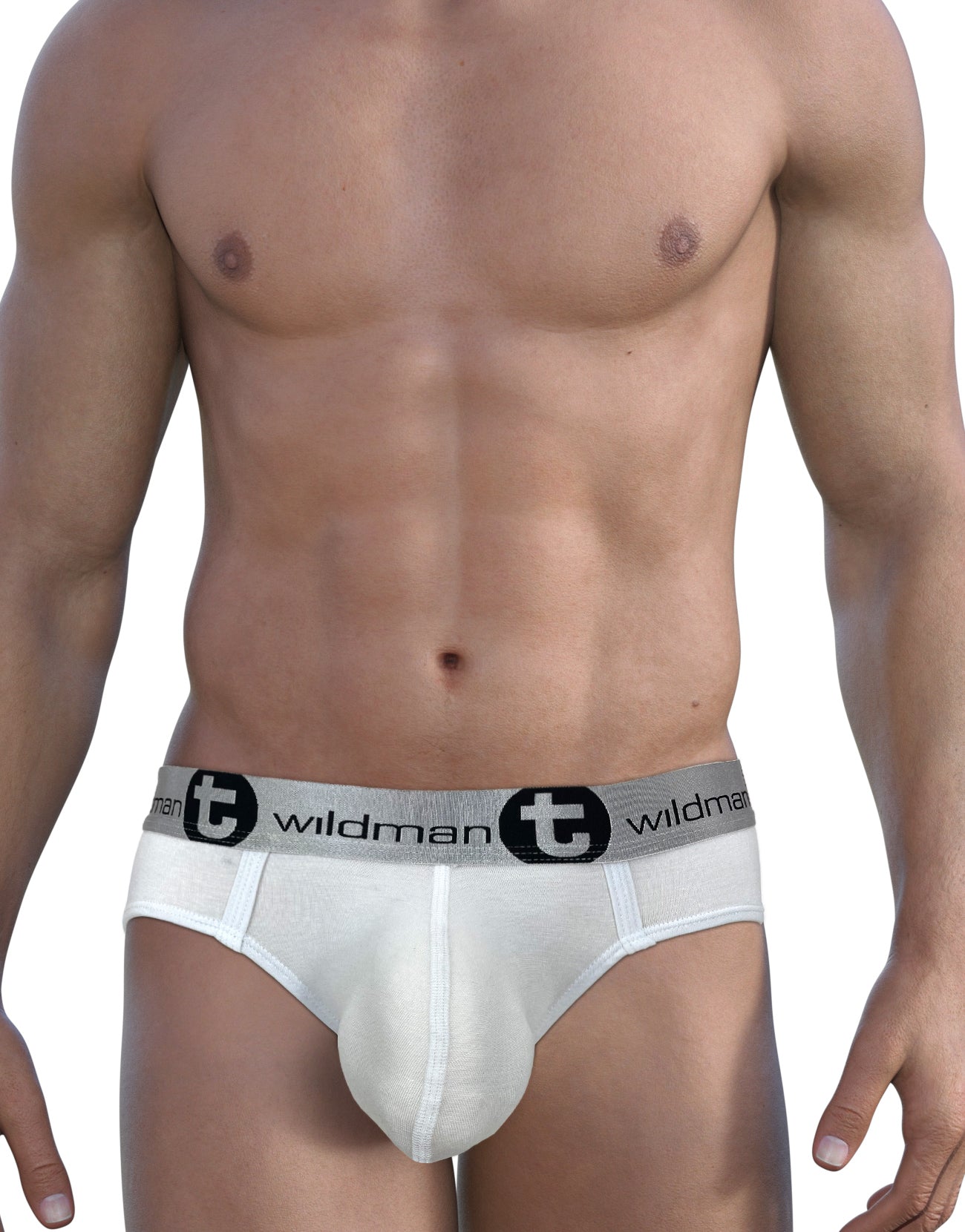 WildmanT Modal Big Boy Pouch Brief Silver White - DealByEthan.gay loves WildmanT