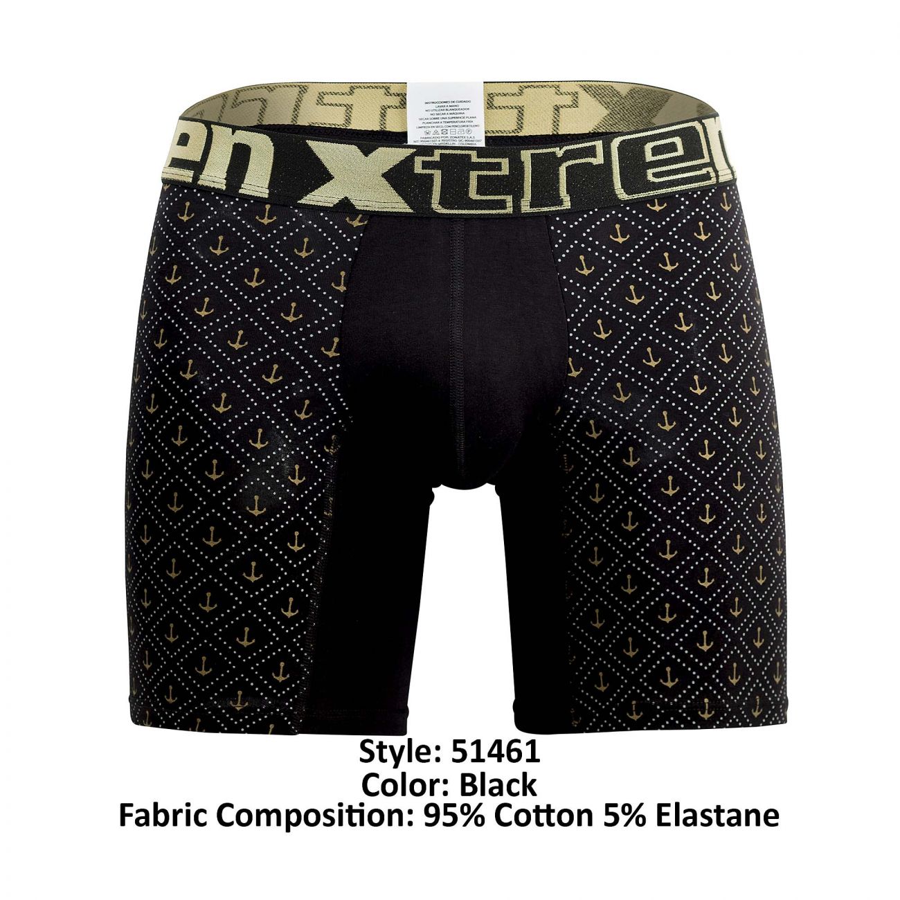 Xtremen 51461 Cotton Boxer Briefs Color Black - DealByEthan.gay loves Xtremen