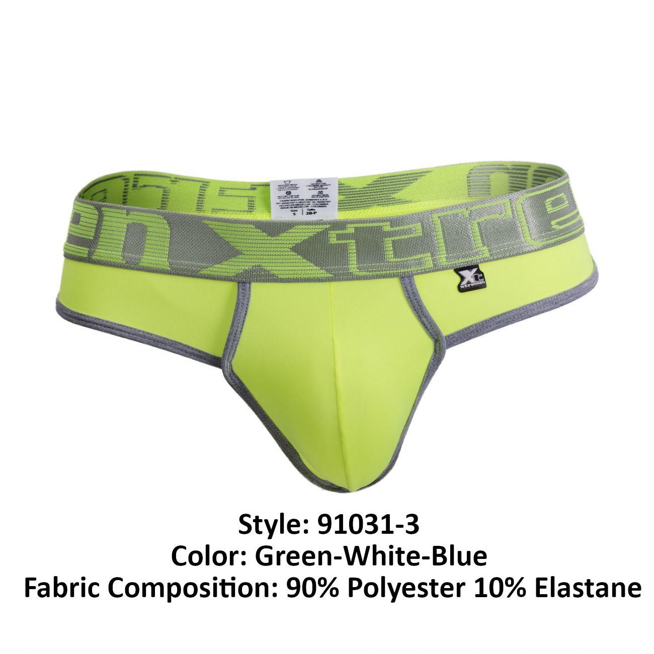Xtremen 91031-3 3PK Thongs Color Green-White-Blue - DealByEthan.gay loves Xtremen