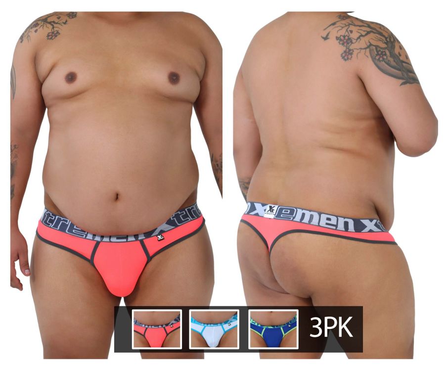 Xtremen 91031X-3 3PK Thongs Color Fuchsia-White-Blue - DealByEthan.gay loves Xtremen