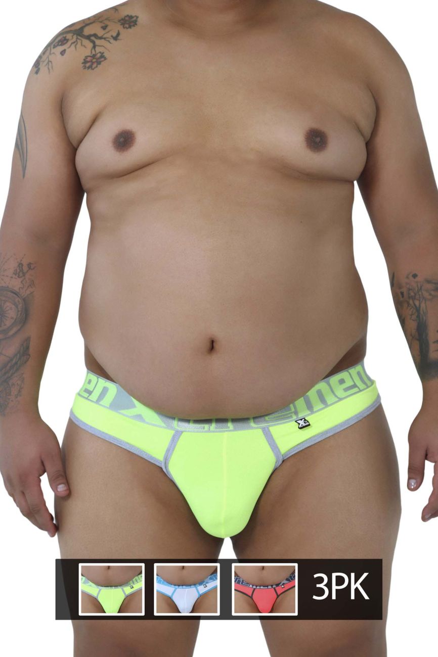 Xtremen 91031X-3 3PK Thongs Color Green-White-Fuchsia - DealByEthan.gay loves Xtremen
