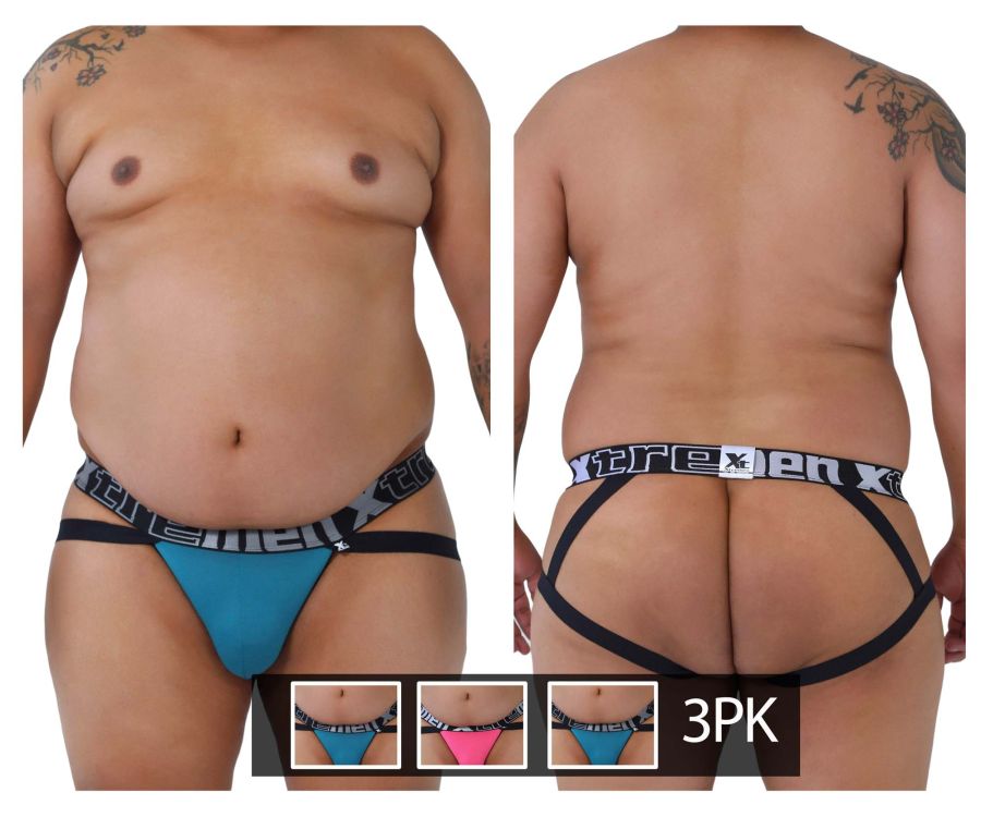 Xtremen 91054X-3 3PK Jockstrap Color Petrol-Fuchsia-Petrol - DealByEthan.gay loves Xtremen