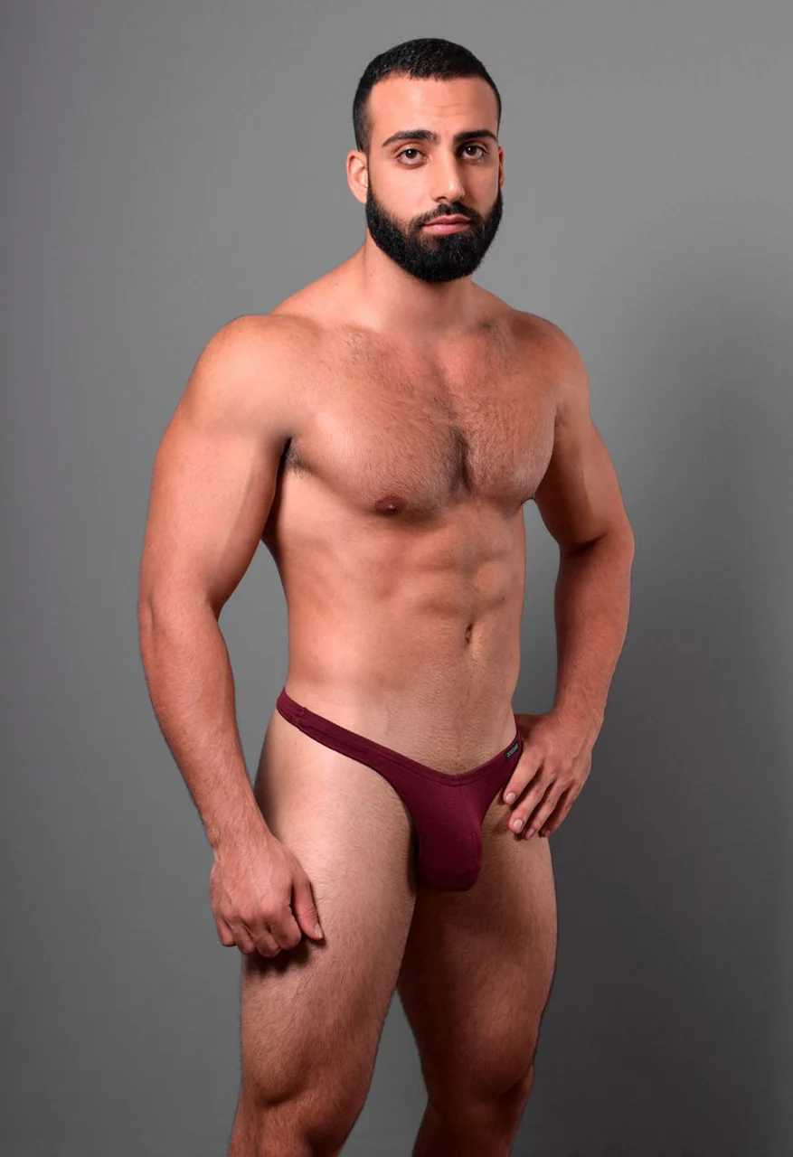 Maroon doreanse 1392-brd euro thong with smooth form-fitting design showcasing minimal coverage and maximum confidence