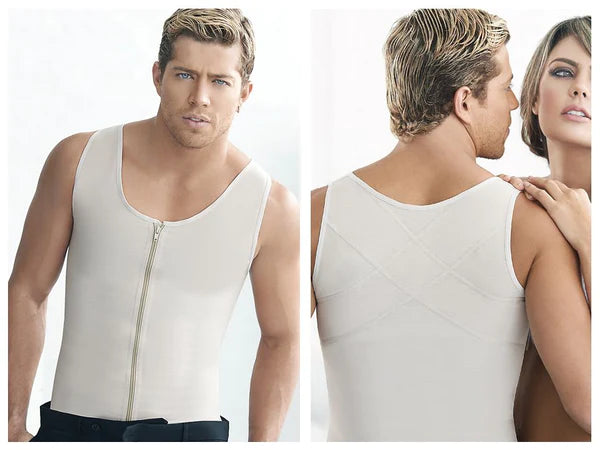 White men’s body shaper by ann chery with central zipper and contoured design enhancing comfort and style