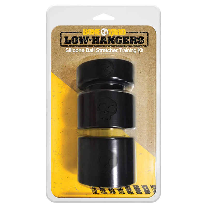 Black silicone ball stretcher training kit with skull embossed design for ball tug in boneyard low hangers series