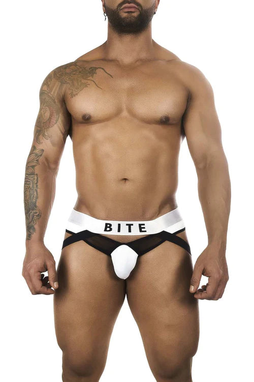 Black and white bite brand briefs with a mesh front panel combining comfort and style for everyday wear