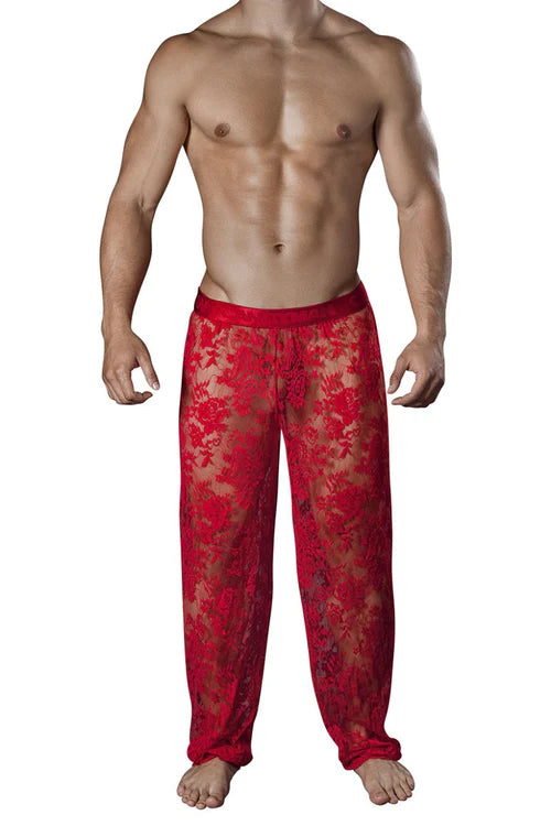 CandyMan 99234 Pants Color Red: Chic and Comfortable Lace Lounge Pants
