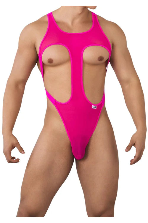 CandyMan 99643 Mesh Bodysuit Color Hot Pink: Seduction Elevated - DealByEthan.gay