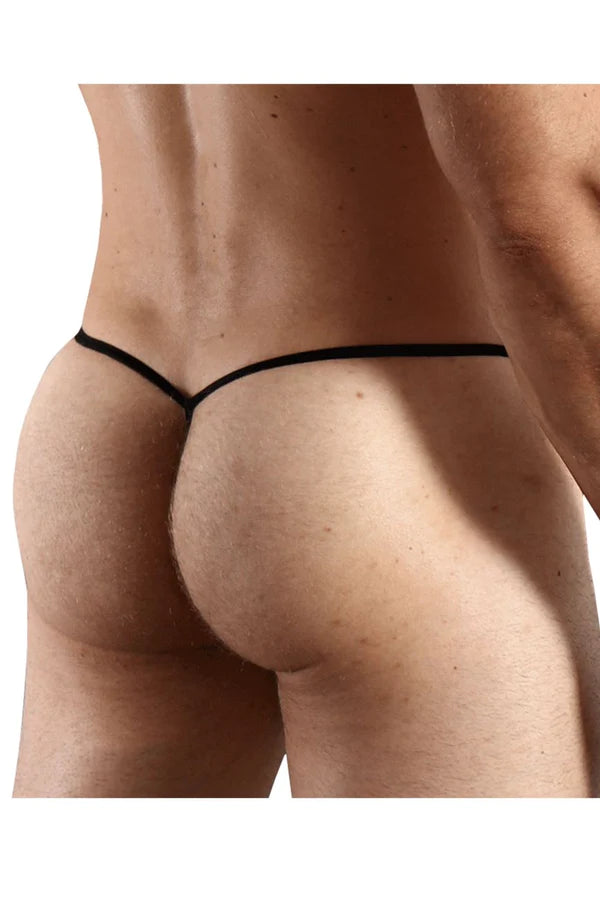 Doreanse 1306-red mesh g-string thong in black with a thin sleek design showing the back side