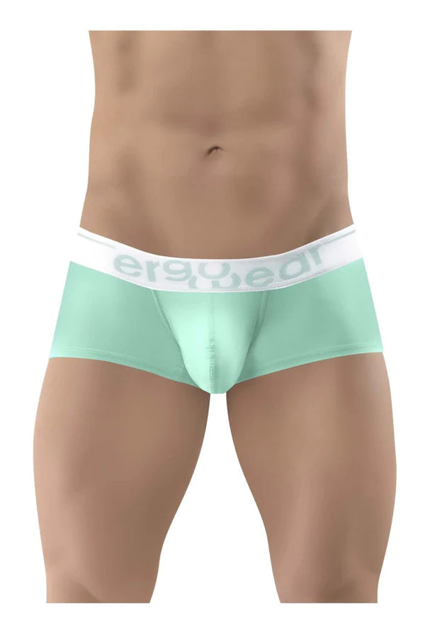 Mint green ergonomic briefs with white waistband featuring ergo gear logo from ergowear ew1313 max se trunks collection
