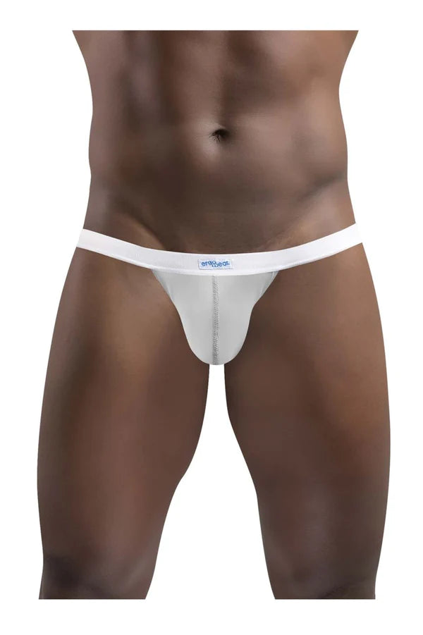 Ergowear ew1376 slk bikini white thong with smooth fabric waistband and subtle branding for comfort and style