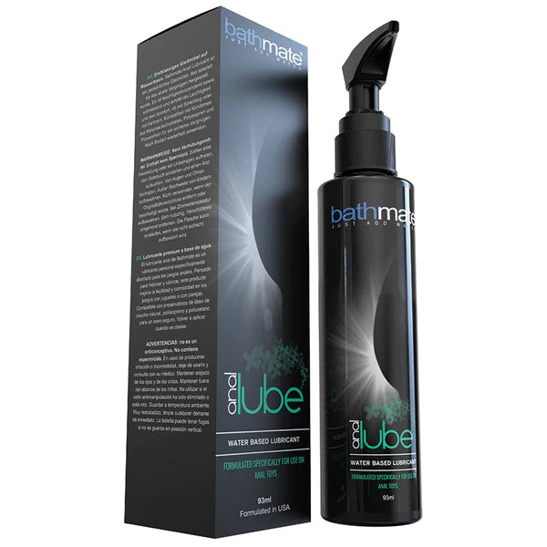 Black pump bottle of Bathmate water based lubricant with green branding to enhance your Hydromax experience.
