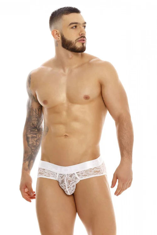 White lace briefs jor 1379 romance lace briefs with delicate floral pattern and solid white waistband