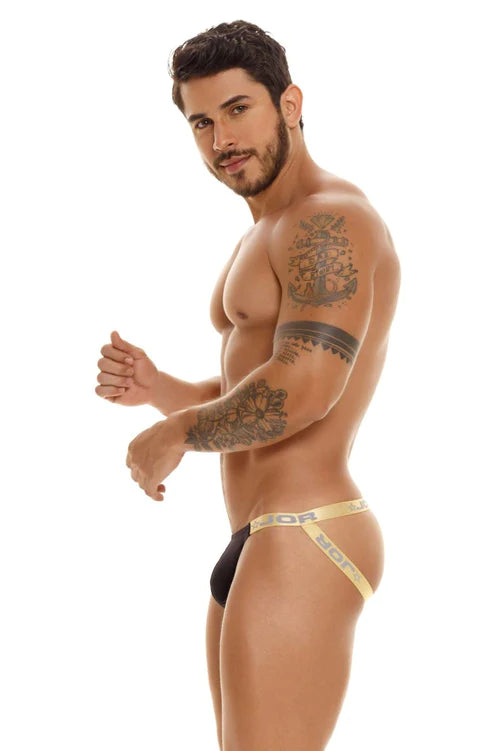 Black and gold jor 1847 ares jockstrap thong with branded waistband combining support and style