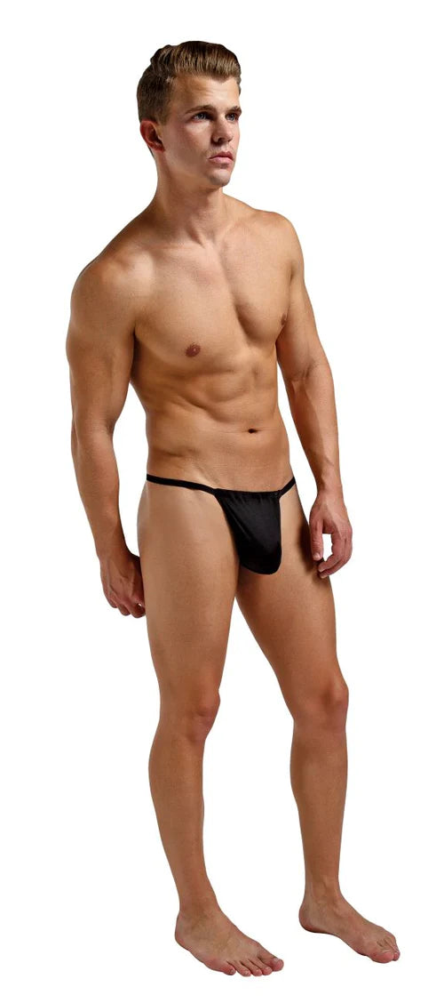 Black magic silk 2706 silk g-string thong showing back side with mesh material and delicate design